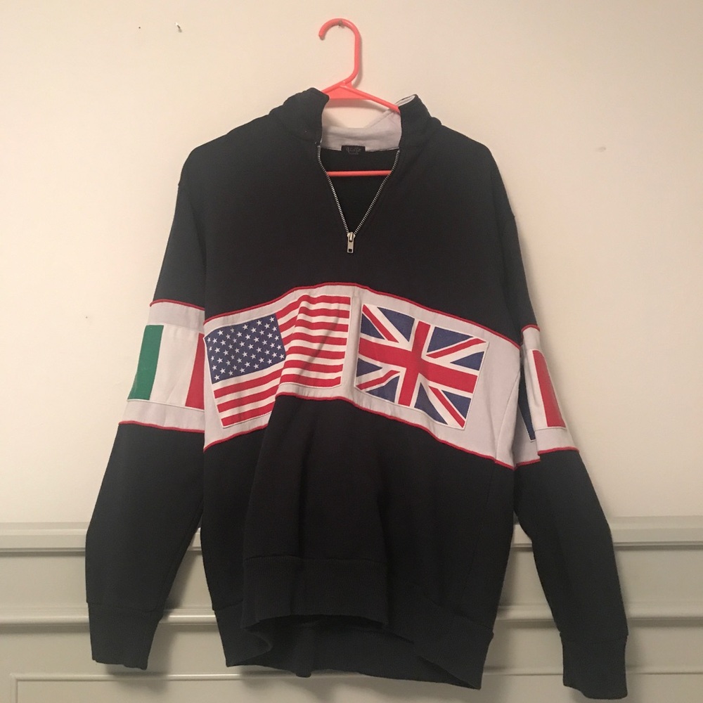 brandy melville flag quarter zip